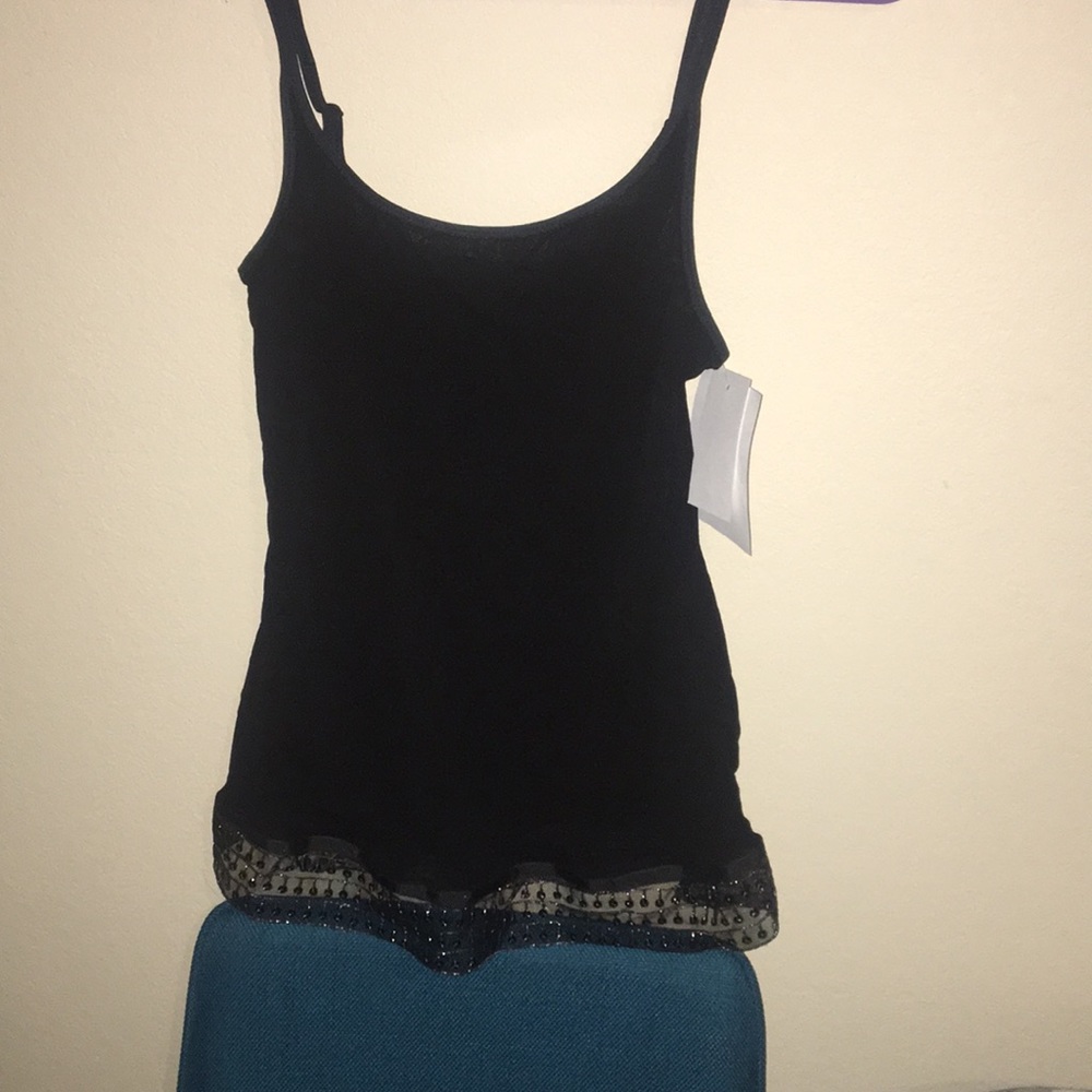 stretchy tank top with sparkly bottom edging